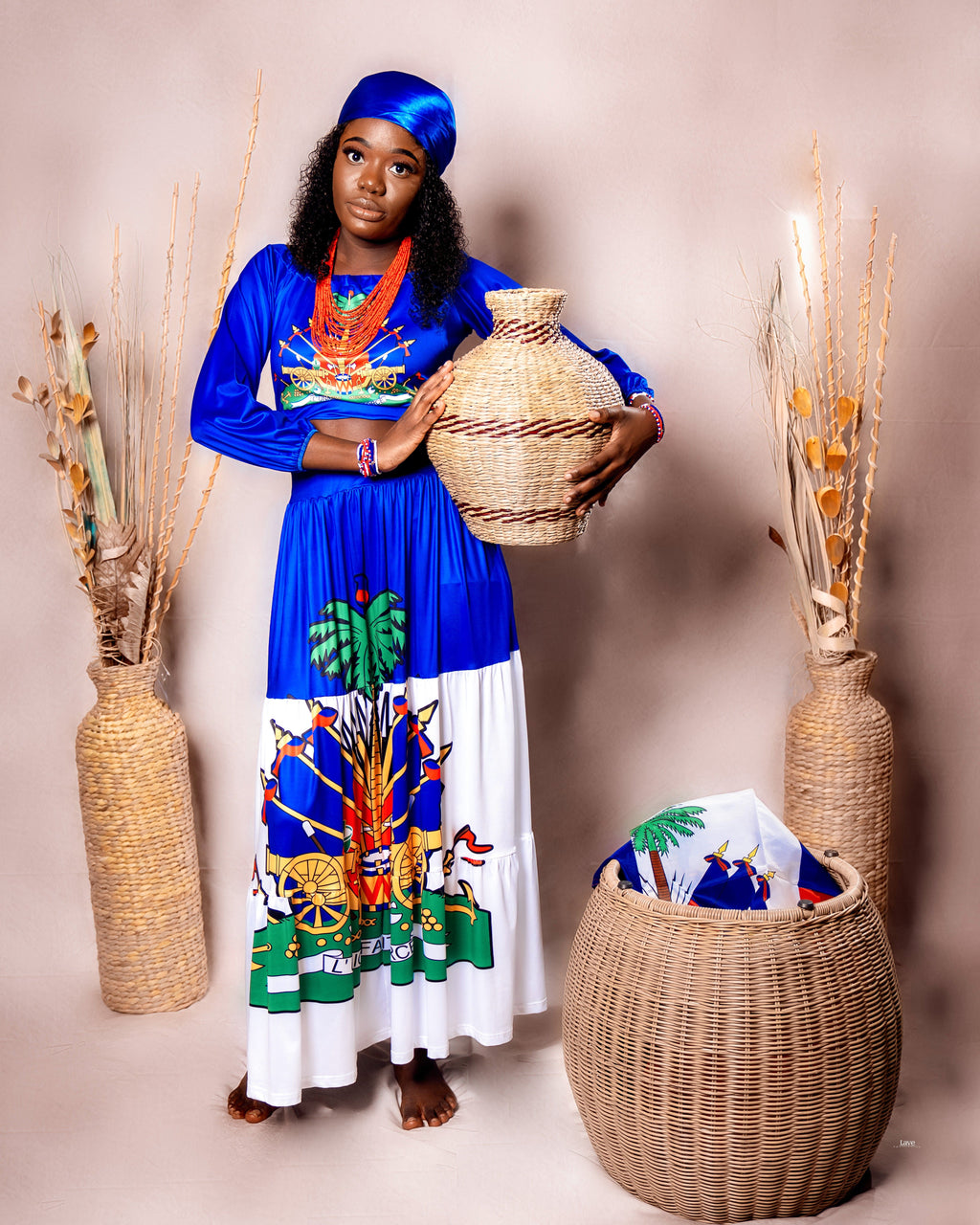 Custom Polynesian Design Fashion Maxi Skirt Ladies 2 Piece Sets Party Dress And Long Sleeve Half Shoulder Crop Top