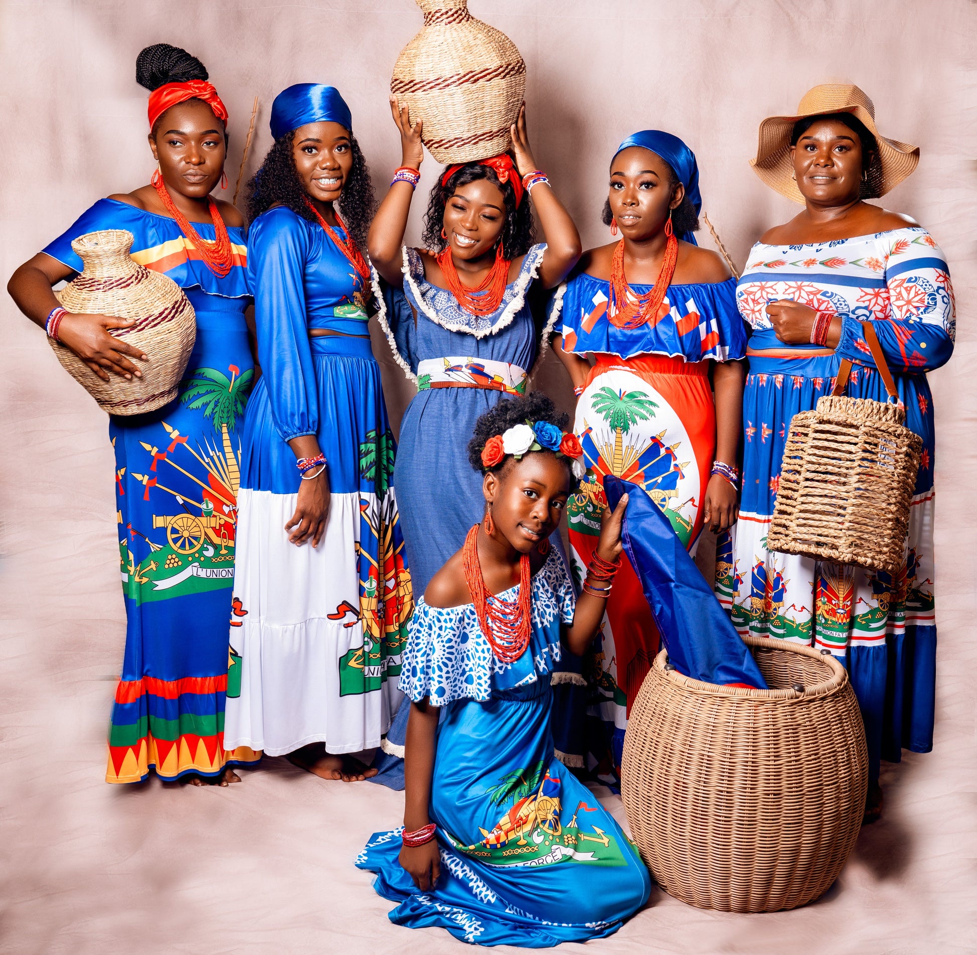 Women Off Shoulder Polynesian Haitian Flag Print Maxi Dress Summer Party Casual Two Pieces Sundress Dresses