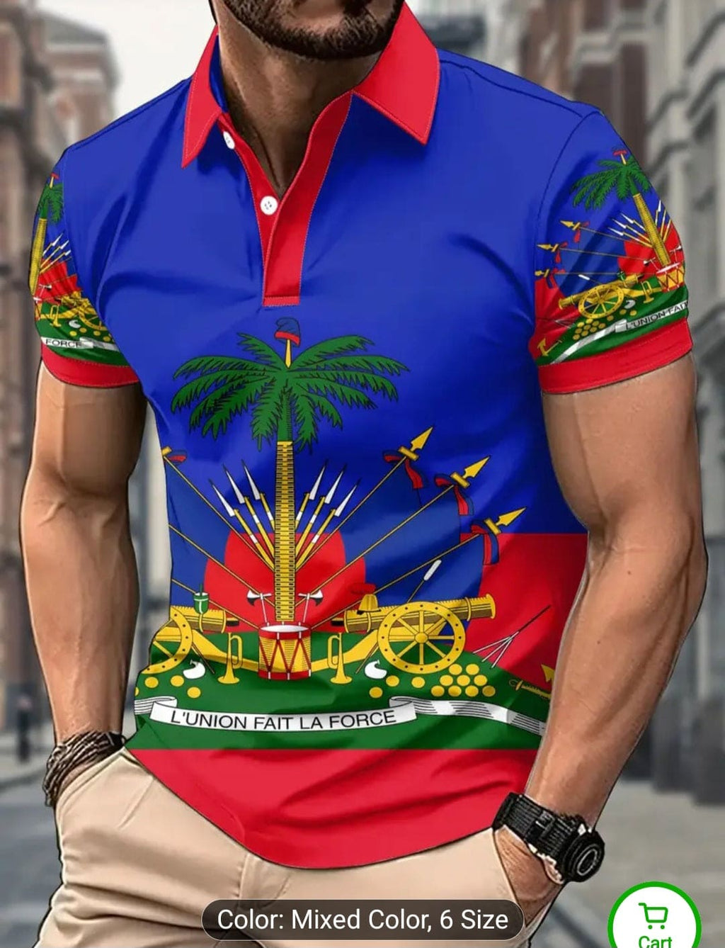 Men's Tropical Patriotic Shirt - Bright Blue & Red